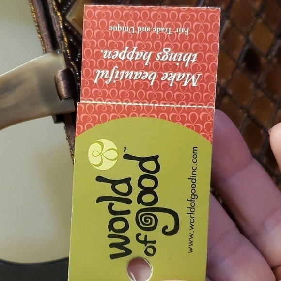 World of Good Buffalo Horn Beaded Silk Purse NWT - Picture 5 of 8